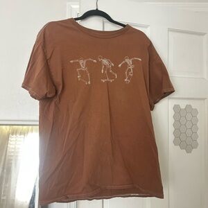 TILLYS M Brown Oversized Tshirt with Skeletons